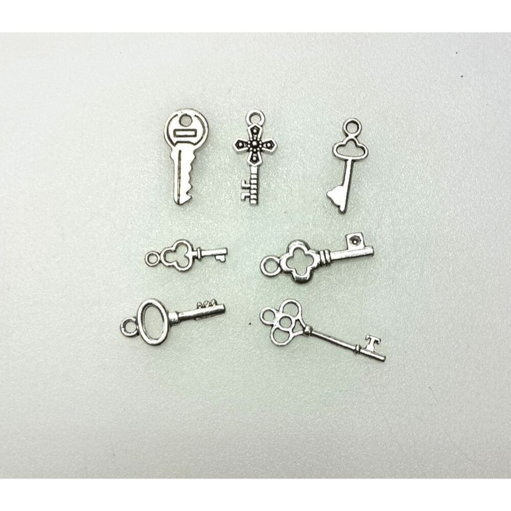 Bulk Key Charm Lot NEW Silver Tone Skeleton Vintage Style DIY Jewelry